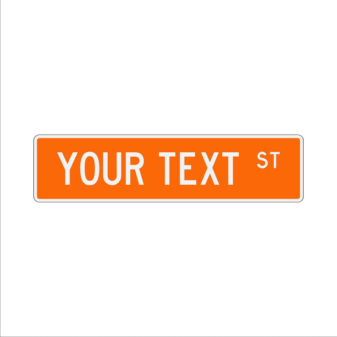 Orange street sign